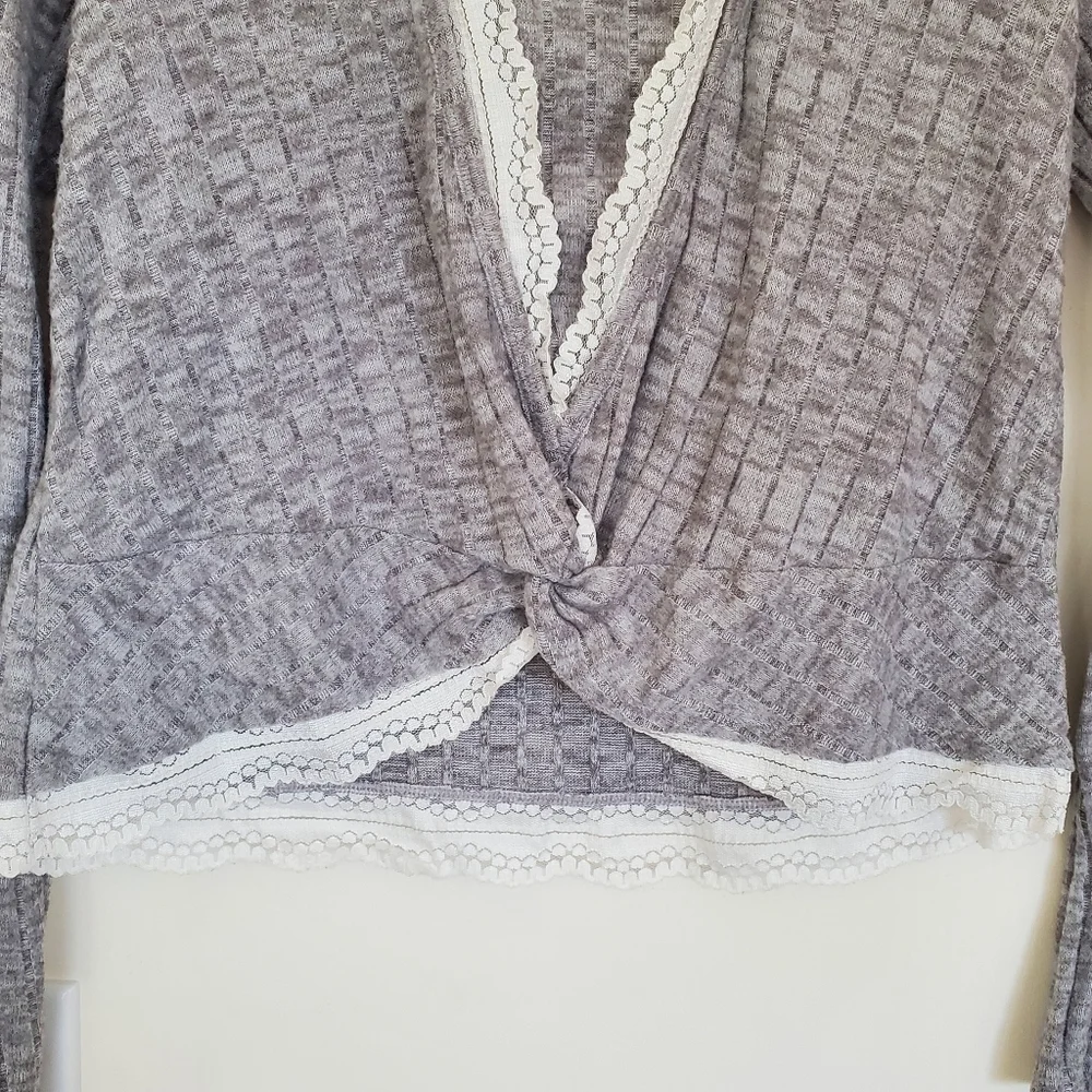 Abercrombie Kids Ribbed Grey Sweater with Twisted Back